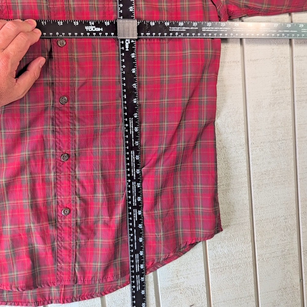 G.H. Bass & Co. Button Down Shirt Mens Large Plaid Red Black Long‎ Sleeve Cotton - Picture 4 of 7